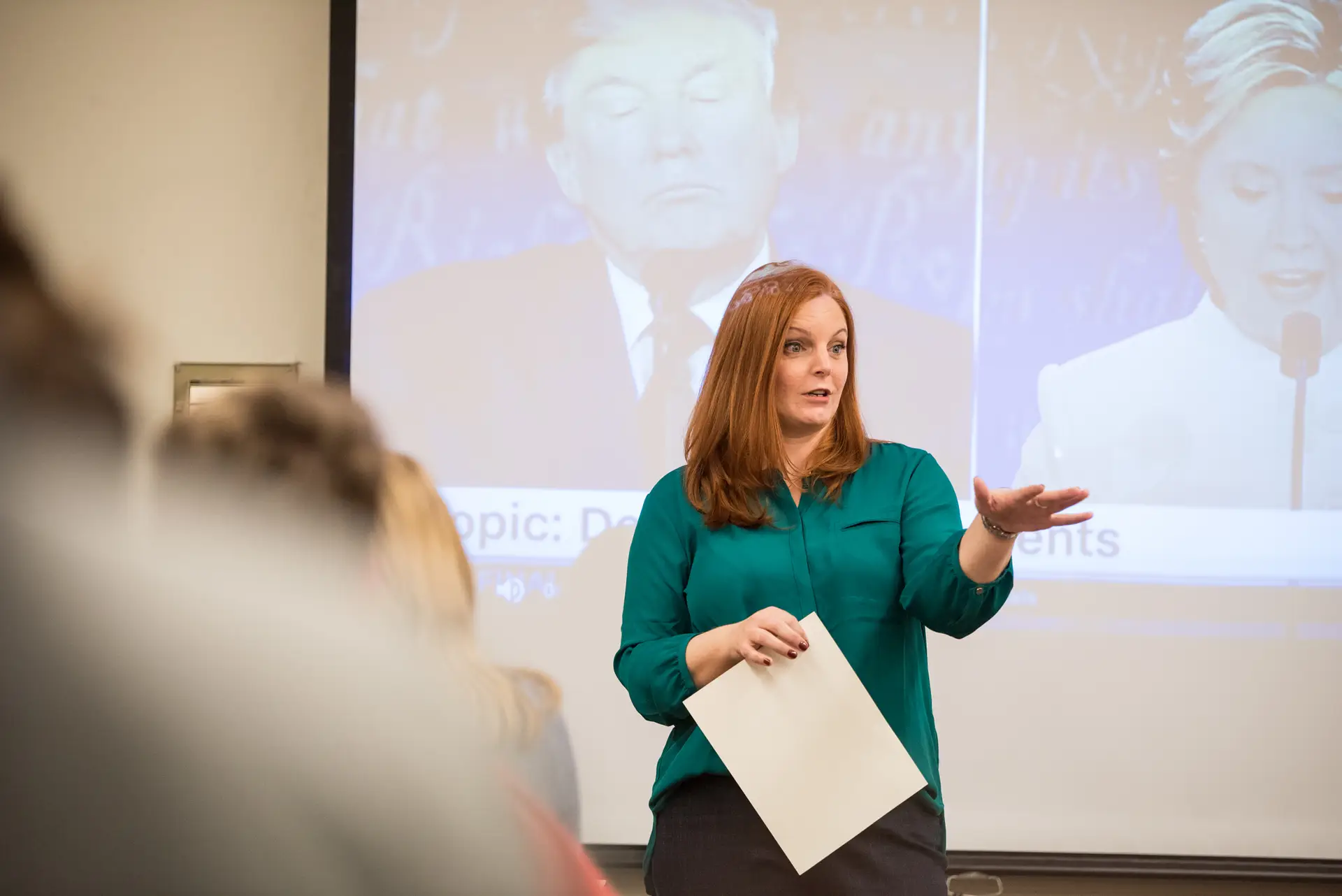 Woman teaching in a class